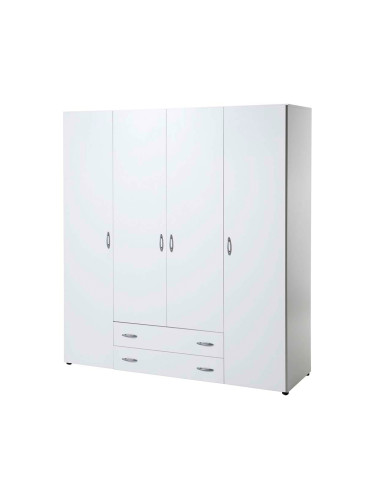 БЯЛ ГАРДЕРОБ БЕЙС С 4 ВРАТИ И 2 ЧЕКМЕДЖЕТА 161/53/176 СМ