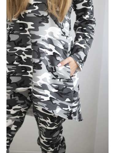 Kesi Women's set with hood and camo print grey + black
