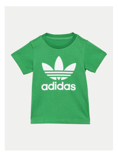 adidas Тишърт Trefoil IY4028 Зелен Regular Fit