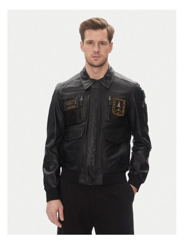 Aeronautica Militare Кожено яке 251PN5046PL265 Черен Regular Fit