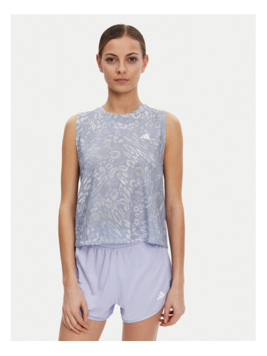 adidas Тениска от техническо трико Own the Run 3-Stripes JD7763 Син Regular Fit