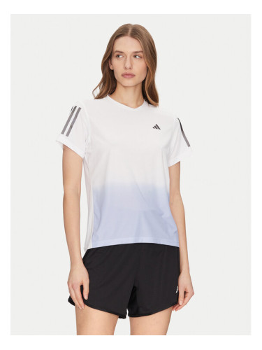 adidas Тениска от техническо трико Own the Run Colorblock JC9889 Бял Regular Fit