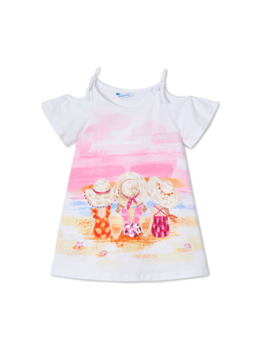 Mayoral Лятна рокля 3963 Бял Regular Fit