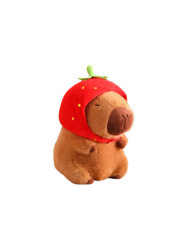 Плюшена капибара с шапка ягодка, 20 см