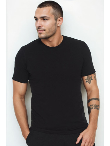 T9569 DEWBERRY BICYCLE COLLAR MEN'S T-SHIRT-BLACK