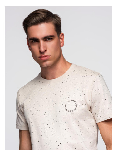Ombre Men's printed cotton t-shirt with round neckline - beige