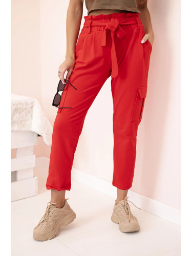 Kesi Women's high-waisted cargo pants red