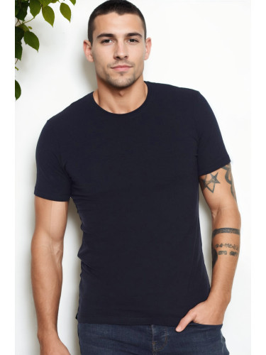 T9569 DEWBERRY BICYCLE COLLAR MEN'S T-SHIRT-NAVY BLUE