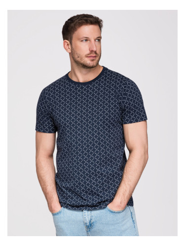 Ombre Men's full print knit shirt - navy blue