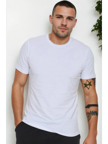 T9569 DEWBERRY BIKE COLLAR MEN'S T-SHIRT-WHITE