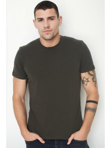 T9569 DEWBERRY BICYCLE COLLAR MEN'S T-SHIRT-KHAKI