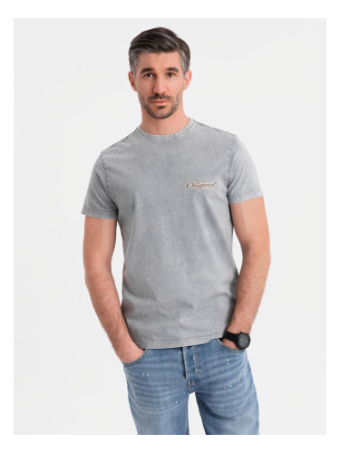 Ombre Cotton t-shirt printed on chest and back - gray