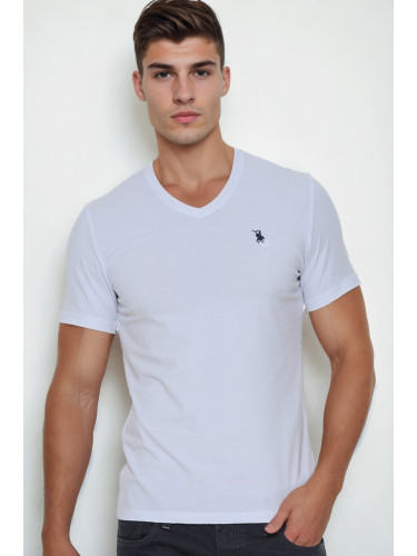 T9568 DEWBERRY V-NECK MEN'S T-SHIRT-WHITE