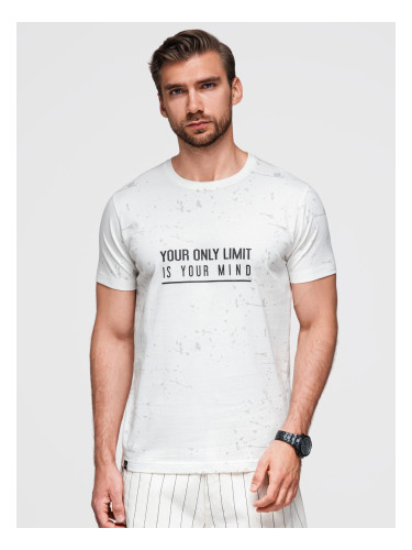 Ombre Men's printed t-shirt with round neckline - white