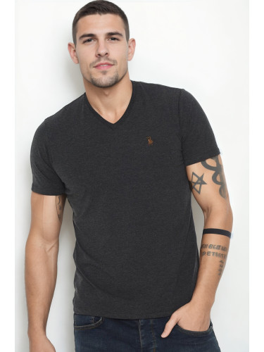 T9568 DEWBERRY V-NECK MEN'S T-SHIRT-ANTHRACITE