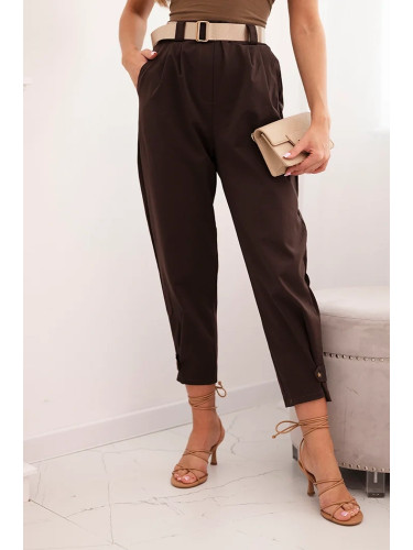 Kesi Włoski Summer Punto trousers with leg closure brown