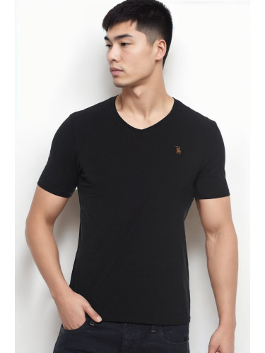 T9568 DEWBERRY V-NECK MEN'S T-SHIRT-BLACK