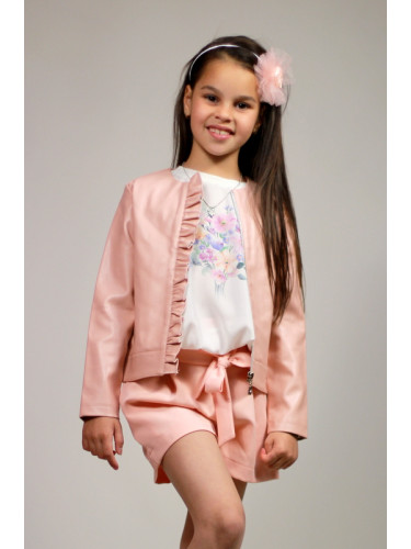 Комплект за момиче от блуза/тениска с къс ръкав, къси панталонки и ко