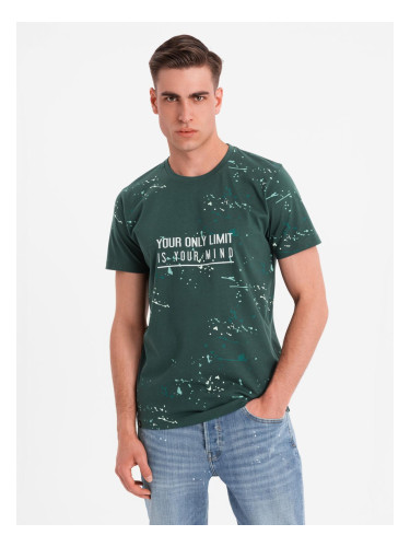 Ombre Men's printed t-shirt with round neckline - green