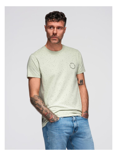 Ombre Men's printed cotton T-shirt with round neckline - mint