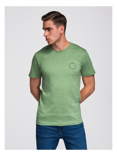 Ombre Men's printed cotton t-shirt with round neckline - green