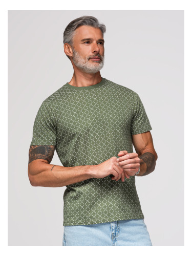 Ombre Men's full print knit shirt - olive