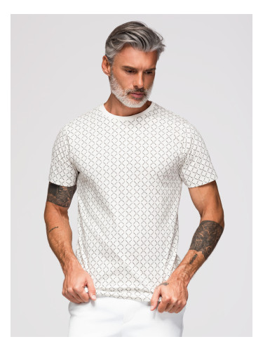 Ombre Men's full print knit shirt - white