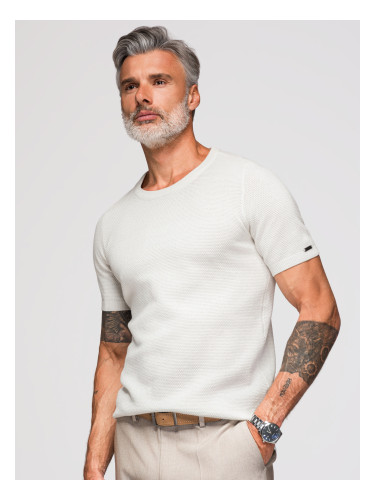 Ombre Men's knitted t-shirt with fine texture - white