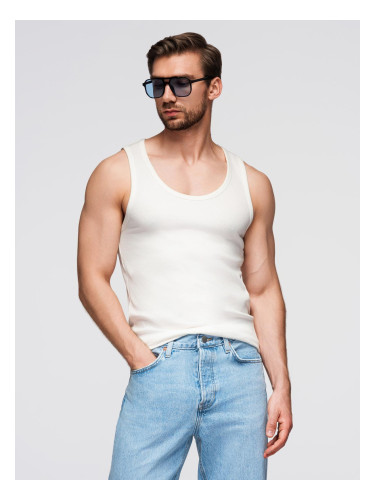 Ombre Men's cotton basic t-shirt with straps - white