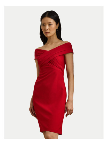 LAUREN RALPH LAUREN Коктейлна рокля 253936390009 Червен Slim Fit