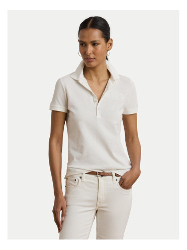LAUREN RALPH LAUREN Тениска с яка и копчета 200966128001 Бял Slim Fit