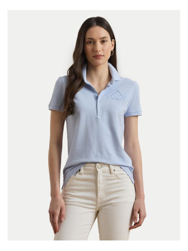 LAUREN RALPH LAUREN Тениска с яка и копчета 200966129001 Светлосиньо Slim Fit
