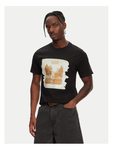 Hunter Тишърт Duart Graphic HARM0033251 Черен Regular Fit