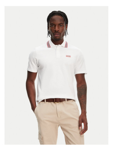 Hunter Тениска с яка и копчета Noris SS HARM0037242 Бял Regular Fit