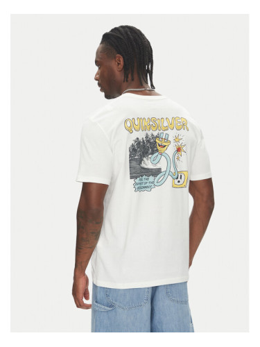 Quiksilver Тишърт Ev Disconnect Effects EQYZT08049 Бял Regular Fit