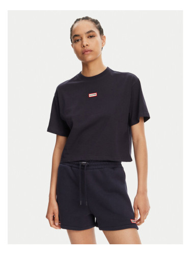 Hunter Тишърт Leona HARW0070251 Тъмносин Boxy Fit