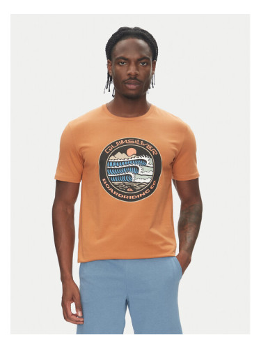 Quiksilver Тишърт Ev Three Seas Ss EQYZT08051 Кафяв Regular Fit