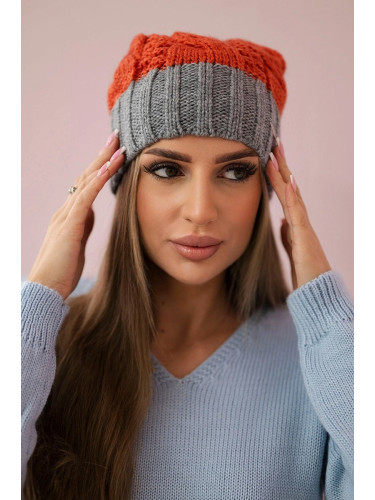 Kesi Cap with fleece Paris K212 dark pink+gray