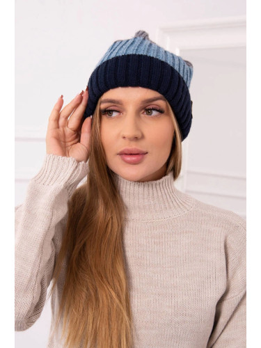 Kesi Cap with fleece Bojana K265 navy blue+turquoise+dark grey