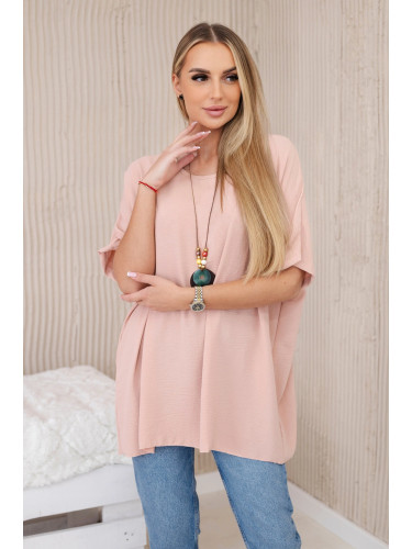 Kesi Włoski Oversized blouse with pendant dark powder pink