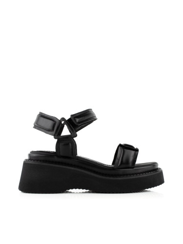 Дамски кожени сандали на платформа в черно w584