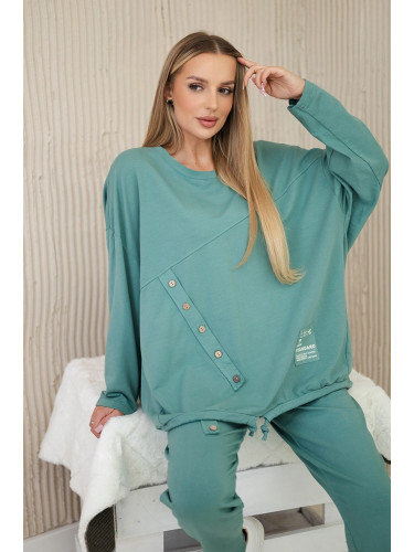 Kesi Włoski Oversize cotton set sweatshirt + pants dark mint