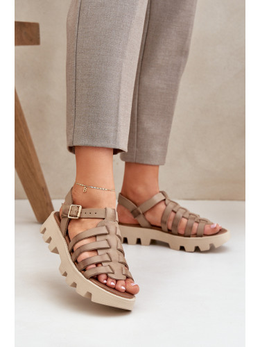 Lewski Shoes Дамски кожени сандали Зазу 3695 бежови