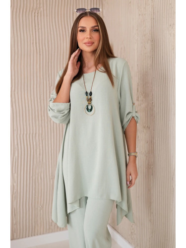 Kesi Włoski Set of blouse + pants with pendant dark mint