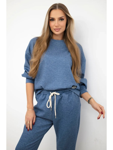 Kesi Włoski Buttery fabric set sweatshirt + pants denim melange