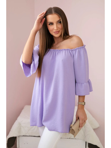 Spanish blouse with ruffles on the sleeve light purple