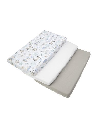 Medi Partners Set of 3 pcs. Fitted Sheet 60x120 cm 100% Cotton Baby Bed Linen Mattress