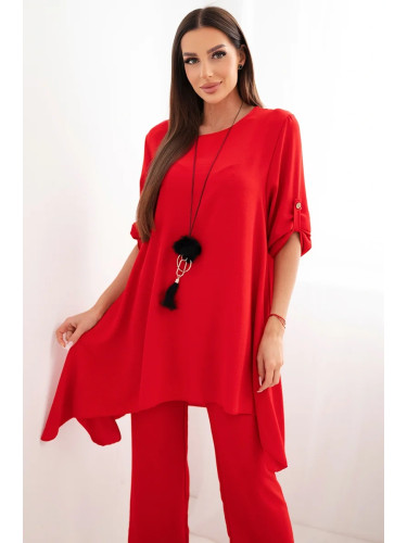 Kesi Włoski Set of blouse + pants with pendant red