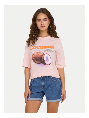 ONLY Тишърт Phoebe 15351369 Розов Regular Fit