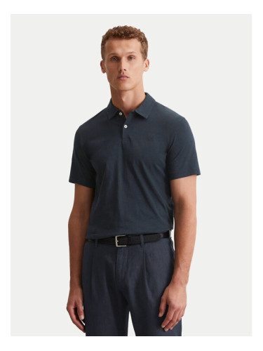 Marc O'Polo Тениска с яка и копчета 536 2176 53018 Тъмносин Shaped Fit